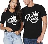 Partner Pärchen King & Queen T-Shirt - Herren T-Shirt Schwarz Gr. L