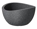 Scheurich Wave Globe Bowl, runde Pflanzschale aus Kunststoff, Schwarz-Granit, 40 cm Durchmesser, 21 cm hoch, 12 l V