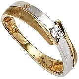 JOBO Damen-Ring aus 333 Gelbgold und Weißgold mit Zirkonia Größe 58