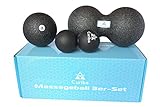 3in1 Set Faszienbälle Massagebälle inkl. Anleitung: Einzelball 10 cm, Großer Duoball, Kleiner Duoball - zur Selbstmassage von Rücken, Wirbelsäule, Nacken, B