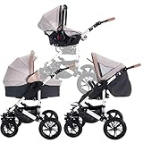 Bebebi myVARIO | 3 in 1 Kombi Kinderwagen Komplettset | Hartgummireifen | Farbe: myHoney