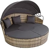 TecTake 800718 Poly Rattan Sonneninsel mit faltbarem Sonnendach, frei zu gruppierende Elemente, hochwertig und robust, inkl. Sitz- und Rückenkissen - Diverse Farben - (Natur | Nr. 403717)