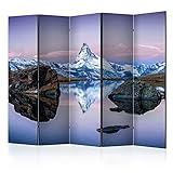 murando Raumteiler Foto Paravent Landschaft 225x172 cm beidseitig auf Vlies-Leinwand Bedruckt Trennwand Spanische Wand Sichtschutz Raumtrenner Design Gebirge Himmel See Schnee Winter c-B-0068