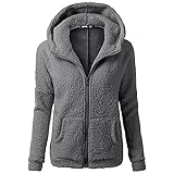 Mingfa.y Hoodie Damen Winterjacke Sale Günstig Teddy-Fleece Übergangsjacke Warm Plus Samt Plüschjacke Oversize Mode Flauschig Kuschelig Kapuzenjacke Langarm ReißVerschluss KapuzePullover mit Kap