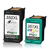 Kingjet Remanufactured 350XL 351XL Kompatibel für HP 350 XL 351 XL Druckerpatronen für HP Deskjet D4260 D4360 Officejet J5780 J5785 J6410 Photosmart C5180 C5280 C4280 C4380 C4480 C4580(Schwarz/Farbe)