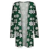 YSFWL Weihnachten Strickjacke Damen Cardigan Herbst Elegant Pullover Mode Elch Schneemann Bedruckte Muster Loose Freizeitjacke Sweater Elegant Offene Sweater Mantel Damen O