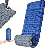 OCOOKO Isomatte Camping schlafmatte mit Fußpresse Pumpe - luftmatratze Camping isomatte aufblasbar selbstaufblasbare isomatte für Wandern Reisen Backpacking S