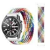 20 mm Geflochtener Solo Loop kompatibel für Samsung Galaxy Watch 4/4 Classic/Galaxy Watch 3 41mm/Galaxy watch 42mm/Active 2/Active/Gear S2 Classic Elastisches Nylon Silikongewebe Sportarmband 20