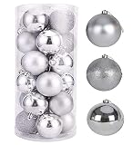 24PCS Weihnachtskugel, Ø 4 cm ， Kunststoffkugeln Glänzend, matt und glitzernd, Christbaumkug