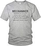 Mechaniker Wikipedia - Job Spruch Motto Beruf Geschenk Motiv - Herren T-Shirt und Männer Tshirt, Farbe:Grau, Größe:XL