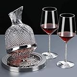 Whisky-Dekanter-Set Geschenke für Männer Whisky-Dekanter-Sets Dekanter für Alkohol 1500ml mit Edelstahl-Glasboden Große Spirale Weinkaraffe Flasche für Spirituosen Scotch Bourbon Vodka C