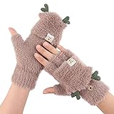 BAXNUYANIOP Winter Handschuhe für DamenEinfarbig Halb Fingerhandschuhe WinterhandschuheFingerlose Handschuhe Winter Halbfingerhandschuhe für Damen M