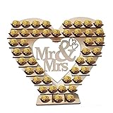 Schokoladen-anzeigen-Halter Mr & Mrs Herz Aus Holz Geformt Süßigkeiten Snacks Dessert-ausstellungsstand DIY Dekorieren Ausstellungsstand-Regal Für Hochzeit-Geburtstags-Party 1