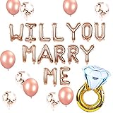 Set von 12 Rose Gold Willst du mich heiraten Luftballons Heirate mich Luftballons Heiratsantrag Ideen Hochzeitsantrag Dekorationen Dek