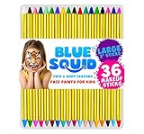 Kinderschminke Set Face Paint, Hochwertiges Kinder Schminkset Ideal für Partys Mädchen, Schablonen, Glitzer, Gesichtsfarben, Halloween & Fasching, Professionelle Schminke von Blue S