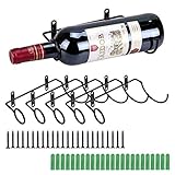 BSTKEY Weinflaschenhalter zur Wandmontage, Eisen, für Rotwein, Getränke, Likörflaschen, Metallhalterung zum Aufhängen, 6 Stück Flaschenmund nach link