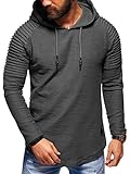 behype. Herren Oversize Kapuzen-Pullover Biker Hoodie Sweatshirt 40-4712 Dunkelgrau S