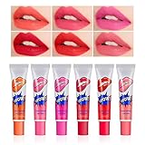 Freeorr 6 Farben Magic Tattoo Lipgloss Set, Peel Coloured Lip Gloss Tattoo Magic Farbe Lip Stain Tint Set, wasserdicht langlebig matt sexy Farb