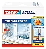 tesamoll Thermo Cover Fenster-Isolierfolie - Transparente Isolierfolie zur Wärmedämmung an Fenstern - Inklusive praktischer Klebelösung - 1,7 m x 1,5