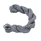 Perlin 10 Meter MAKRAMEE GARN Silber GRAU 2mm RUND SCHMUCKFADEN SCHMUCKSCHNUR NEU C72
