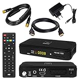 SATELLITEN Receiver + 2,5m SAT-Kabel schwarz + HDMI Kabel: DVB-S/S2 Set Hochwertiger SAT-Receiver (HDTV HDMI SCART USB 2.0, Koaxial Ausgang, Opticum AX150) inkl. Kabel mit vergoldeten Anschlü