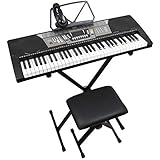 Axus AXP10 elektronisches Keyboard-Pianoset mit 61 Tasten für Anfänger und Schüler, mit Ständer, Hocker, Kopfhörer, Netzteil und N