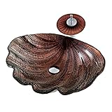 Waschbecken Gehärtetes Glasgefäß Waschbecken Shell Form geformte Badezimmerwaschzüde mit Wasserfall Chrome-Wasserhahn-Combo- und Pop-Up-Sink-Abfluss Waschbecken Aufsatz-Waschschale ( Color : D )