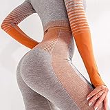 RKRCXH Yoga Hose Women Fitness Bekleidung Sportswear Frau Gym Leggings Padded Push Up Riemchen Sexy Sport-Hosen F Lange Sportleggins (Color : Orange, Size : L)