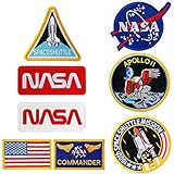 Aufnäher zum Aufbügeln, Motiv: US-Flagge, NASA-Logo, 100. Weltraum-Shuttle-Mission, Militär, bestickte Aufnäher für Kleidung, DIY, Kleidung, Aufkleber, personalisierte Abzeichen, 8 Stück