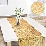 BEMOLER Tischläufer Pailletten Gold Deko Tischdecke passend für Hochzeitsfeier, Geburtstagsfeier Tischdecke Deko (30 * 275 cm, Gold)