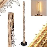 LED Stehleuchte Bansberia, Bodenlampe aus Metall und Holz in Schwarz und Natur mit Glitzereffekt, 1 x 15 Watt, 980 Lumen, 3000 Kelvin, Dimmbar über Fußschalter am Kab