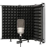 Lospitch Mikrofon Isolation Shield mit Absorbierender Schaum, Portable Schallabsorbierender Mikrofonisolationsschirm, Einstellbar 3 Seiten Mic Akustik Schild, Studio Gesang Aufnahme Schaumreflek