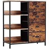 WEIQI Wallpaper Stoff-Kommode mit 4 Schubladen und Shelf Lightweight Storage Cabinet Industrial Side Cabinet Kleidung/Dateien Lagerung Organizer für Schlafzimmer Büro, Eingangskü