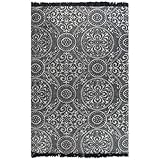 vidaXL Kelim Teppich Baumwolle 120x180cm Muster Grau Wohnzimmer Handwebtepp