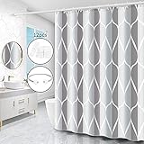 Miorkly Duschvorhang,Waschbar Anti-Bakteriell Shower Curtains,AntiSchimmel Wasserabweisend Badevorhang,Duschvorhänge Textil Aus Polyester mit 12 Duschvorhangringen(grau,180x180cm)