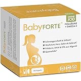 BABYFORTE® Folsäure OHNE JOD + Omega-3 vegan – DHA EPA Schwangerschaft Vitamine ohne Jod - 180 Kapseln - ab 1. Trimester bis Ende Stillzeit V