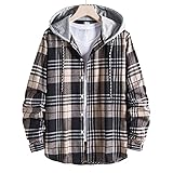 SSBZYES Herrenhemden Langarm-Kapuzenhemden Herrenmode-Trend Lässige Karo-Kapuzenhemden Langarmhemden Herren-Freizeitob