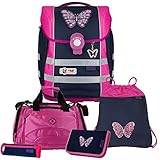 BUTTERFLY - Schmetterling - McNeill Ergo PRIMERO DIN Schulranzen-Set 5tlg. mit SPORTTASCHE