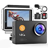 4K Action Cam A79, UHD 30FPS WiFi Unterwasserkamera, 40M wasserdichte Kamera 170° Weitwinkel Helmkamera (2.4G Fernbedienung, Externes Mikrofon, 2x1050mAh Akkus und andere Zubehör)