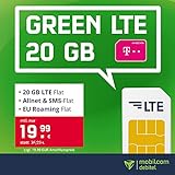 mobilcom-debitel Telekom Handyvertrag Green LTE 20 GB - Internet Flat, Allnet Flat Telefonie & SMS-Flat in alle Deutschen Netze, EU-Roaming, 24 Monate L
