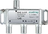 Axing BVE 3-01P 3-fach Verteiler Kabelfernsehen CATV Multimedia DVB-T2 Klasse A+, 10dB, 5-1218 MH