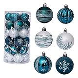 30 stücke Weihnachtsbaum Bälle Klassische Malerei Bruchsicher Shine Ball Ornamente Dekoration Für Weihnachtsdekoration (grün), Weihnachtsdek