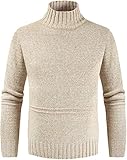 HAOLL Herren Pullover Pullover Herren Rollkragen Einfarbig Casual Sweater Männer Slim Strickpullover, khaki, X-Larg