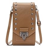Eslcorri Handytasche zum Umhängen,Handy Schultertasche Damen,Klein Handy Umhängetaschen,Brieftasche Geldbörse mit Kartenfächer Verstellbar Abnehmbar Schultergurt Passt für Handy unter 6.5''(Braun)