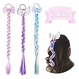 Dodheah Rapunzel Perücke Kinder Einhorn Perücke Zöpfe Haarspange Haarseil Kinder Haarschmuck Mädchen Geschenk für Geburtstagsfeier Cosplay B