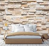 murimage Fototapete Steine 3D 274 x 254cm inklusive Kleister Steinwand Optik Muster Braun Beige Edel Küche Schlafzimmer W