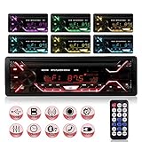 autoradio Bluetooth Car Radio with Bluetooth Hands-Free Kit, mp3 Player 7 Colours 60W x 4 1 DIN Remote Control Bluetooth Adapter Auto freisprechanlage fü