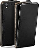 moex Flip Case für HTC Desire 626G Hülle klappbar, 360 Grad Rundum Komplett-Schutz, Klapphülle aus Vegan Leder, Handytasche mit vertikaler Klappe, magnetisch - Schw