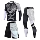 WSAD Kompression Set Funktionswäsche,Sportleggings für Herren Atmungsaktiv Casual Running Gym Fitness Funktionsunterwäsche für Offroad-L