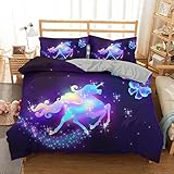 Cartoon Bunter 3D-Pony-Druck Bettbezug 3-Teiliger Bettbezug Kissenbezug Für Maschinenwaschbare Bettwäsche Mit Unsichtbarem Reißverschluss Hotelzimmer Schlafzimmer Zuhause Schlafzimmer Studentenw